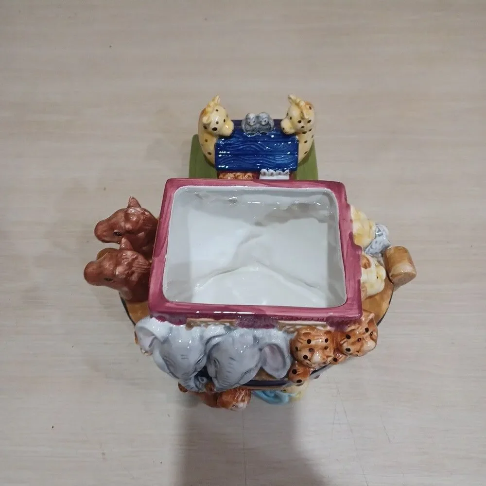 Vintage Noah’s Ark Ceramic Cookie Jar | Animal Ark Canister | Whimsical Biblical